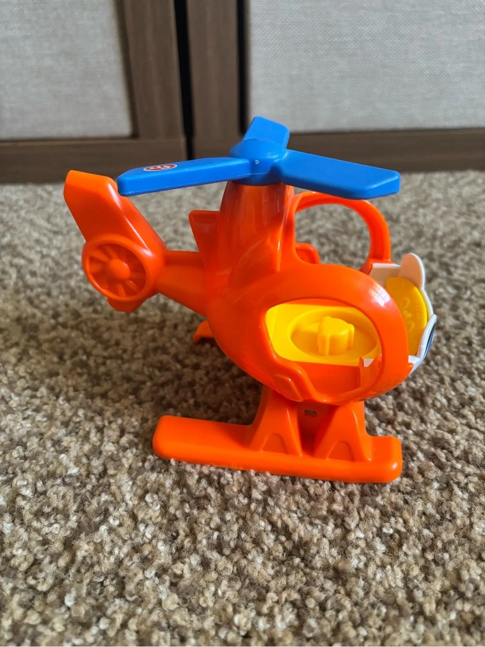 Fisher Price Little People Orange Helicopter with Blue Rotor